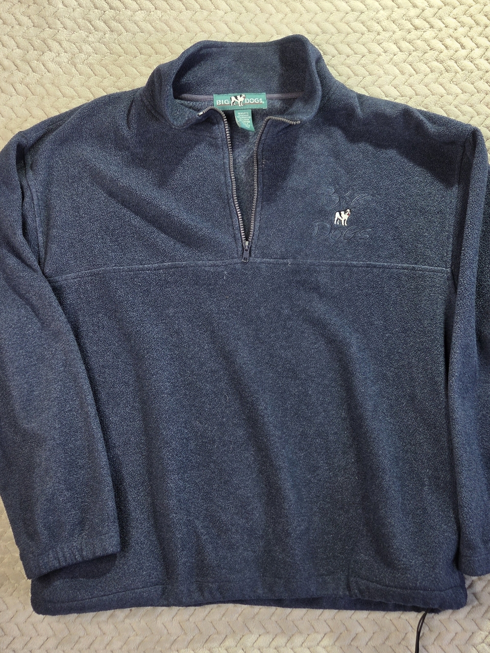Y2K Big Dogs 1/4 Zip Fleece Pullover Navy Blue Large Embroidered Logo